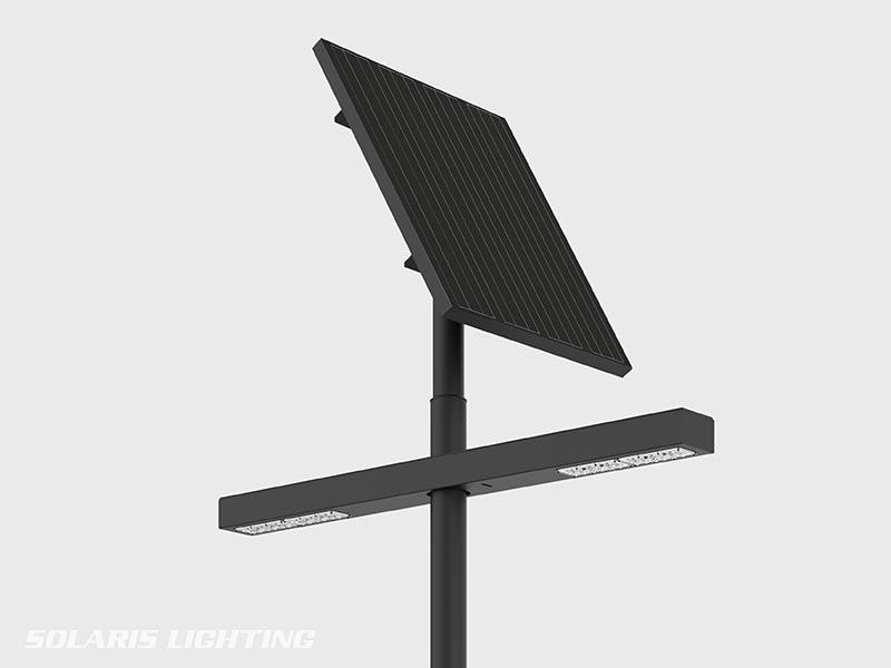 Candélabre solaire SUN KEY existe avec 2 têtes d'éclairage LED jusqu'à 100W