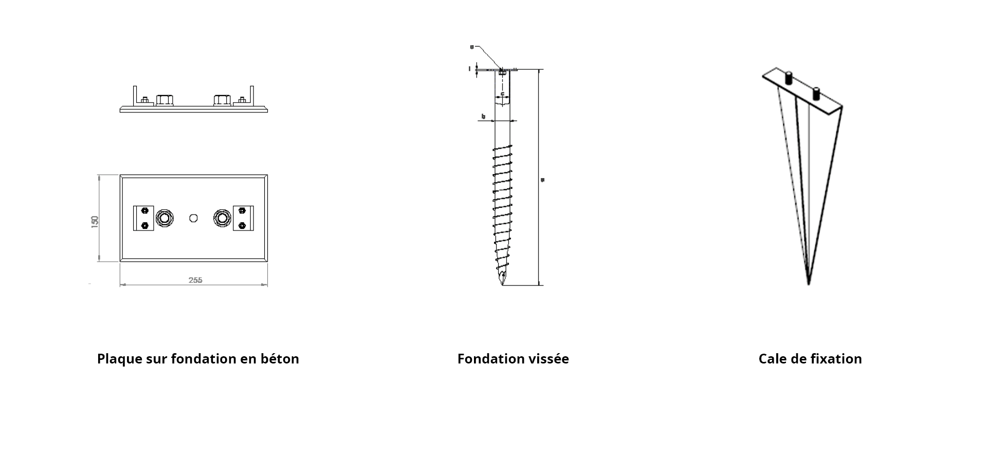 Méthode de fixation pour le lampadaire photovoltaïques Sun Parc de 0,9m