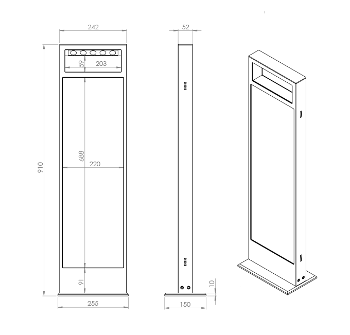 Plan borne lumineuse solaire Sun parc et jardin Plan borne lumineuse solaire Sun parc et jardin