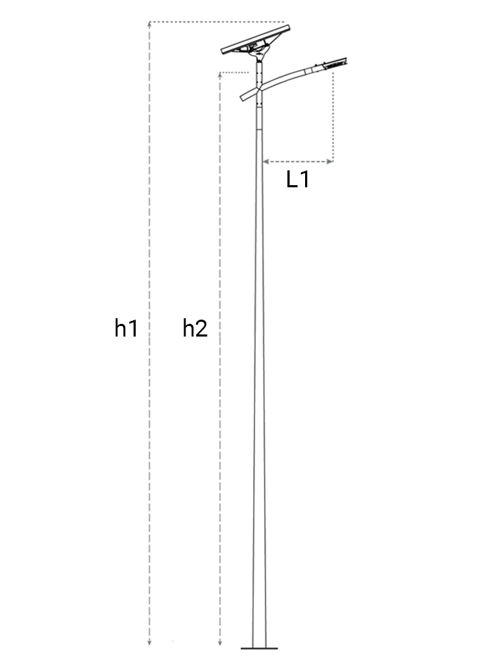Plan candelabre solaire 200 et 250 W à panneau solaire autonome